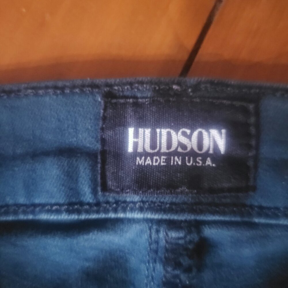 Hudson Women's Dark Green Plaid Scoring w/Sheen Skinny Jean - Size 28 - Picture 6 of 11